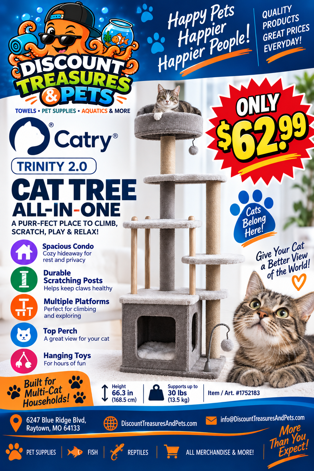 Catry Trinity 2.0 Cat Tree All-In-One